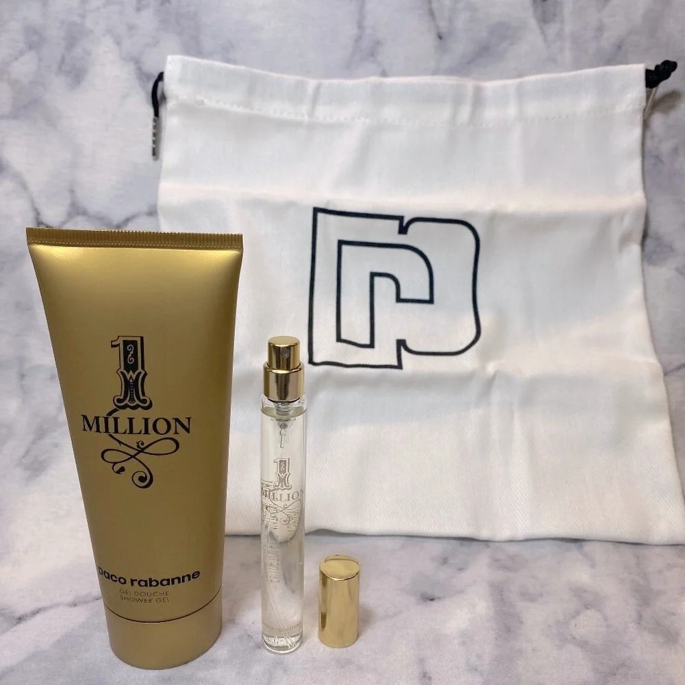 Paco Rabanne 1 Million EDT Travel Kit-Bag,Shave 100ml & Spray 10ml-3pc-BOXED-NEW
